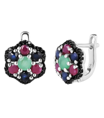 Серебряные серьги микс камней – Mirserebra925.ru