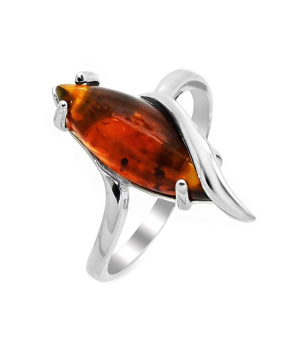 Серебряное кольцо с янтарем ‒ Mirserebra925.ru