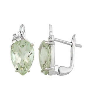 Серебряные серьги с зеленым аметистом – Mirserebra925.ru