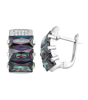 Серебряные серьги с мистик кварцем ‒ Mirserebra925.ru