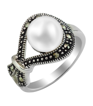 Серебряное кольцо с марказитом ‒ Mirserebra925.ru