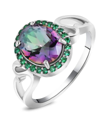 Серебряное кольцо с мистик кварцем ‒ Mirserebra925.ru