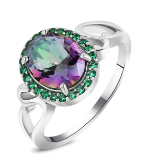 Серебряное кольцо с мистик кварцем ‒ Mirserebra925.ru