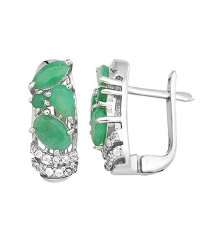 Серебряные серьги с изумрудом – Mirserebra925.ru