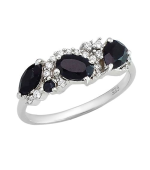 Серебряное кольцо с сапфиром – Mirserebra925.ru