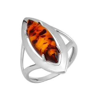 Серебряное кольцо с янтарем ‒ Mirserebra925.ru