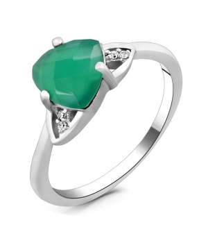 Серебряное кольцо с зеленым агатом ‒ Mirserebra925.ru