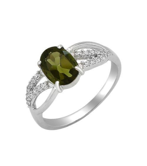 Серебряное кольцо с оливковой шпинелью – Mirserebra925.ru