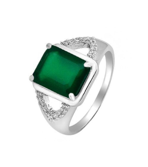 Серебряное кольцо с зеленым агатом ‒ Mirserebra925.ru