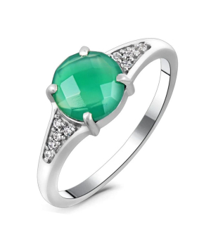 Серебряное кольцо с зеленым агатом ‒ Mirserebra925.ru