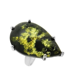 Серебряное кольцо с янтарем ‒ Mirserebra925.ru