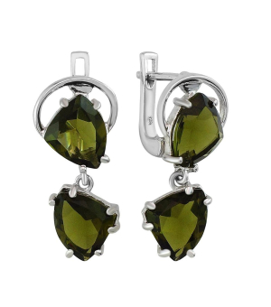 Серебряные серьги с оливковой шпинелью – Mirserebra925.ru