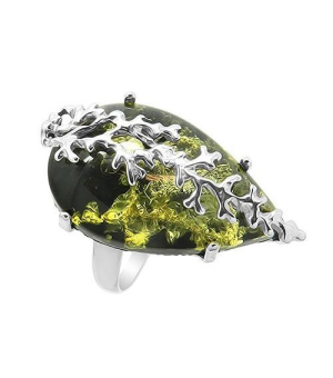 Серебряное кольцо с янтарем ‒ Mirserebra925.ru