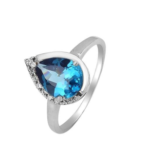 Серебряное кольцо с лондон топазом кварц ‒ Mirserebra925.ru