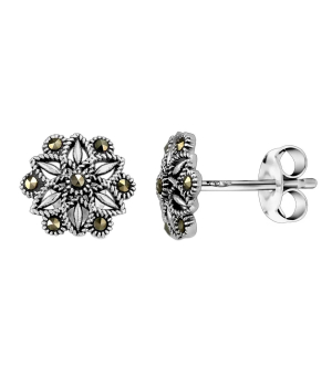 Серебряные серьги с марказитом ‒ Mirserebra925.ru