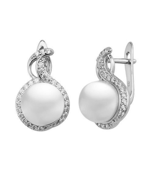 Серебряные серьги с жемчугом ‒ Mirserebra925.ru