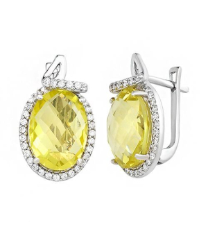 Серебряные серьги с лимонным топазом – Mirserebra925.ru