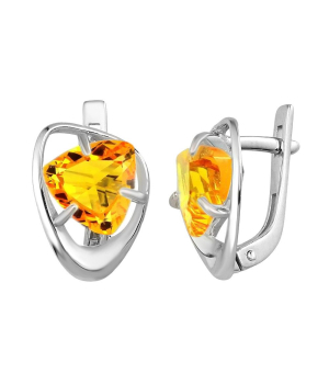 Серебряные серьги с цитрином – Mirserebra925.ru