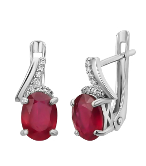 Серебряные серьги с рубином – Mirserebra925.ru