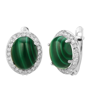 Серебряные серьги с малахитом – Mirserebra925.ru