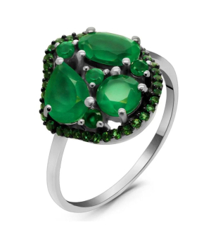 Серебряное кольцо с зеленым агатом ‒ Mirserebra925.ru