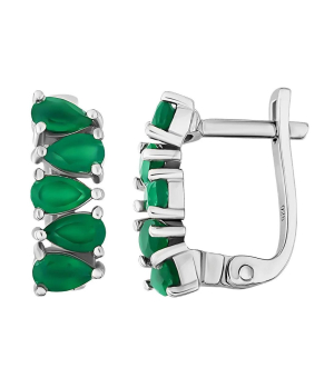 Серебряные серьги с зеленым агатом ‒ Mirserebra925.ru