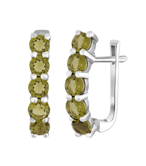 Серебряные серьги с оливковой шпинелью – Mirserebra925.ru