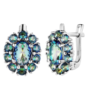 Серебряные серьги с мистик кварцем ‒ Mirserebra925.ru