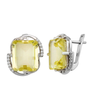 Серебряные серьги с лимонным топазом – Mirserebra925.ru