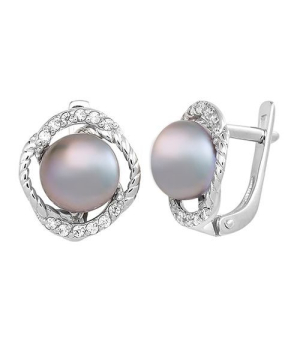 Серебряные серьги с жемчугом ‒ Mirserebra925.ru