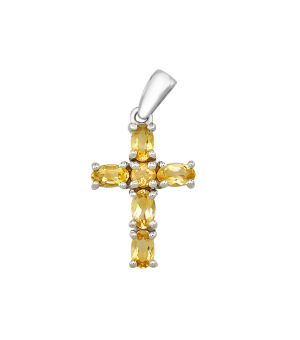 Серебряный крестик с цитрином – Mirserebra925.ru