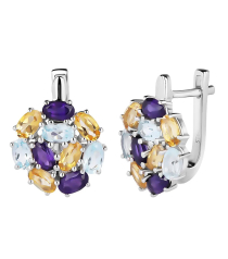 Серебряные серьги микс камней – Mirserebra925.ru