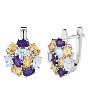 Серебряные серьги микс камней – Mirserebra925.ru