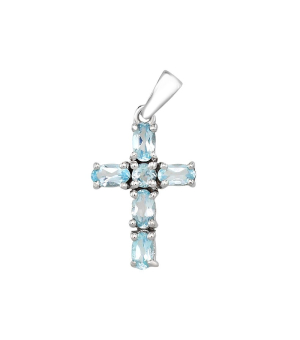 Серебряный крестик с топазом ‒ Mirserebra925.ru