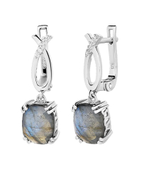 Серебряные серьги с лабрадоритом ‒ Mirserebra925.ru