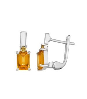 Серебряные серьги с цитрином – Mirserebra925.ru