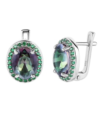 Серебряные серьги с мистик кварцем ‒ Mirserebra925.ru