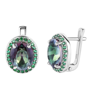 Серебряные серьги с мистик кварцем ‒ Mirserebra925.ru