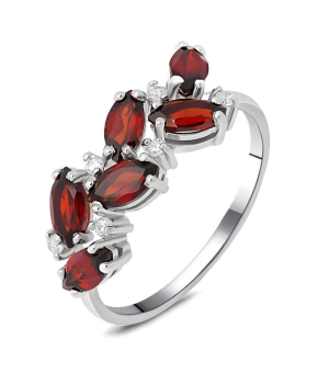Серебряное кольцо с гранатом – Mirserebra925.ru