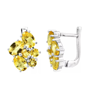 Серебряные серьги с цитрином – Mirserebra925.ru