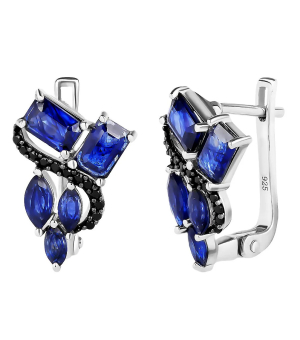 Серебряные серьги с сапфиром – Mirserebra925.ru