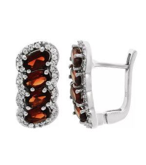 Серебряные серьги с гранатом – Mirserebra925.ru