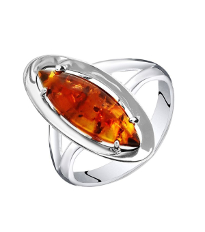 Серебряное кольцо с янтарем ‒ Mirserebra925.ru