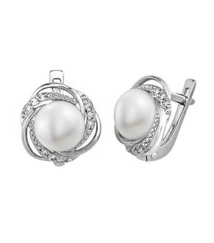 Серебряные серьги с жемчугом ‒ Mirserebra925.ru