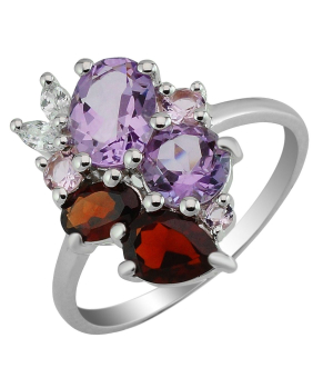 Серебряное кольцо микс камней – Mirserebra925.ru