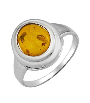 Серебряное кольцо с янтарем ‒ Mirserebra925.ru