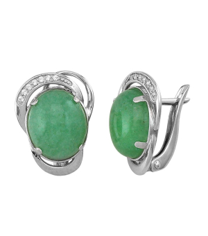 Серебряные серьги с нефритом – Mirserebra925.ru