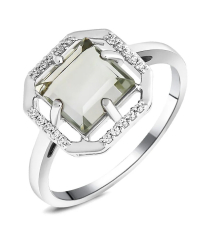 Серебряное кольцо с зеленым аметистом – Mirserebra925.ru