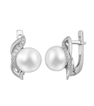 Серебряные серьги с жемчугом ‒ Mirserebra925.ru