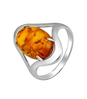 Серебряное кольцо с янтарем ‒ Mirserebra925.ru